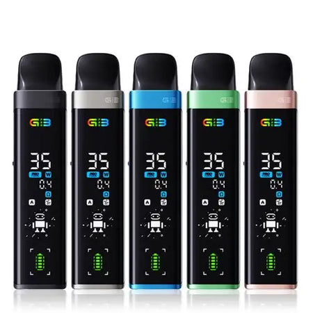 UWELL Caliburn G3 Pro Pod Kit available in five colors with LCD display showing 35W output