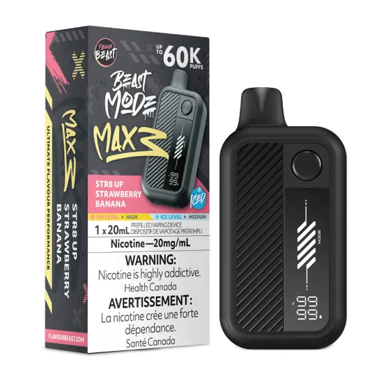 Flavour Beast Beast Mode Max 3 - STR8 UP Strawberry Banana Iced