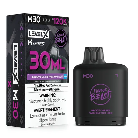 Level X Flavour Beast M Series 30ml - Groovy Grape Passionfruit Iced