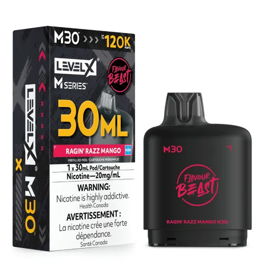 Level X Flavour Beast M Series 30ml - Ragin' Razz Mango Iced