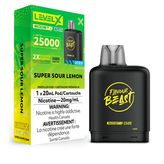 Level X Boost - Flavour Beast - Super Sour Lemon Iced Pods