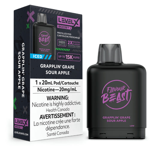 Level X Boost - Flavour Beast - Grapplin' Sour Grape Apple Iced Pods