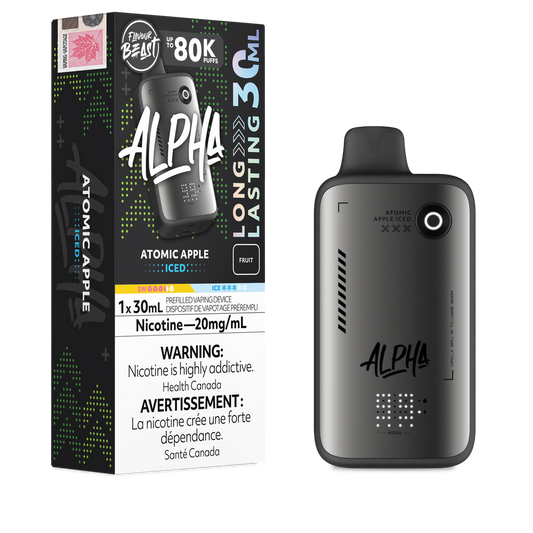 Flavour Beast Alpha Atomic Apple Iced 80K disposable vape 30mL 20mg nicotine Canada