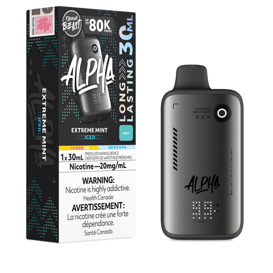 Flavour Beast Alpha Extreme Mint Iced 80K disposable vape 30mL 20mg nicotine Canada
