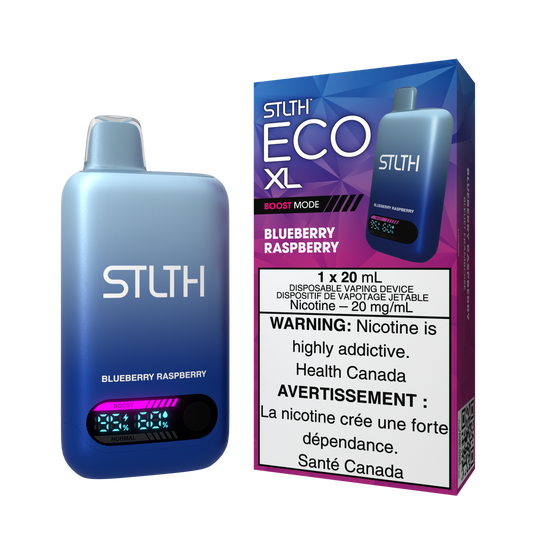 STLTH ECO XL disposable vape Canada — 20 mL e‑liquid, rechargeable USB‑C, LED screen, adjustable airflow, high-value long-lasting design.