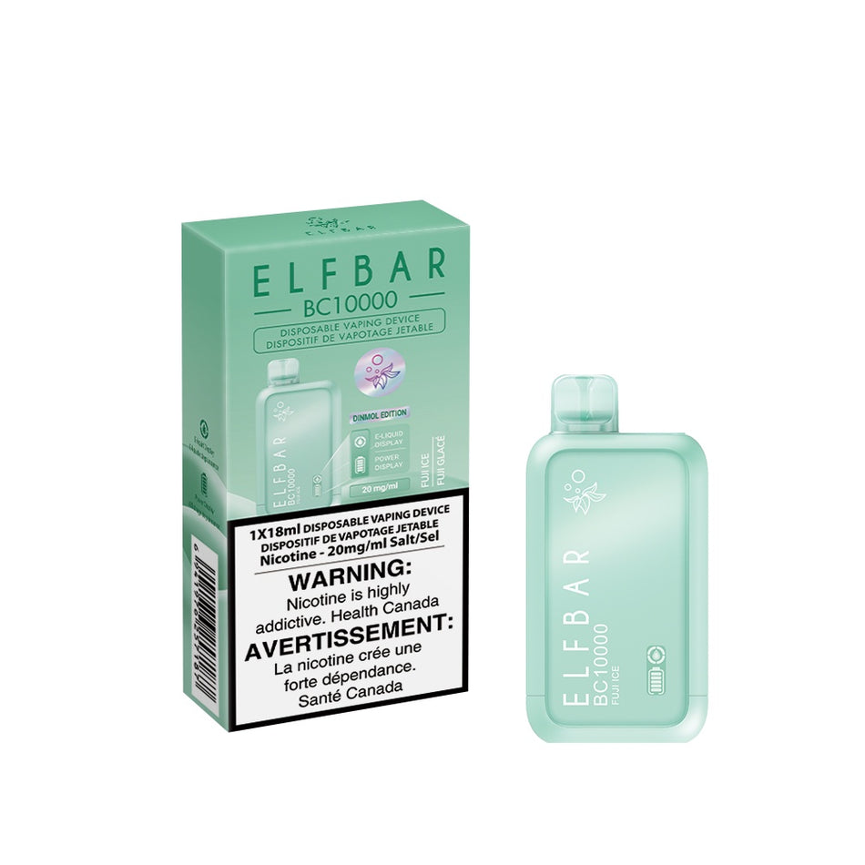 Elf Bar BC10000 Fuji Ice delivers up to 10,000 puffs of sweet Fuji apple with an icy finish, smooth draws, and a rechargeable Type-C battery.