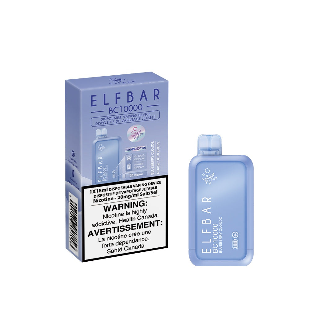 Elf Bar BC10000 Blueberry Clouds delivers up to 10,000 puffs of sweet blueberry flavor with smooth creamy notes and a rechargeable Type-C battery.