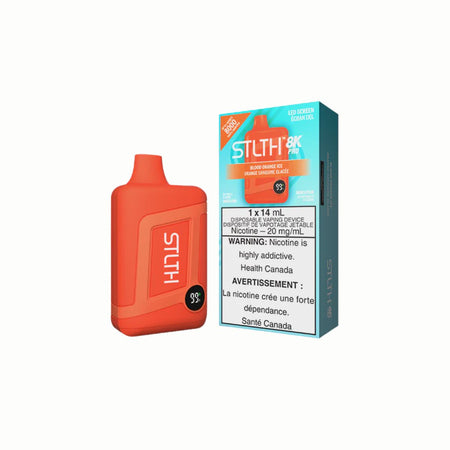 STLTH 8K Pro rechargeable disposable vape — matte finish design and smart LED display