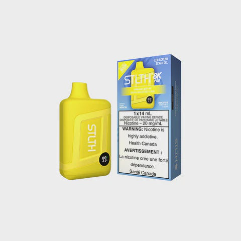 STLTH 8K Pro rechargeable disposable vape — matte finish design and smart LED display