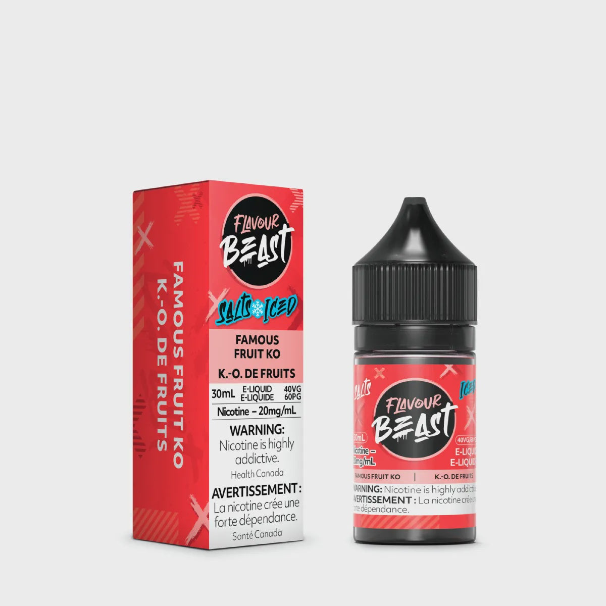 Flavour Beast Famous Fruit KO Iced Salts 30mL salt nicotine e-liquid bottle