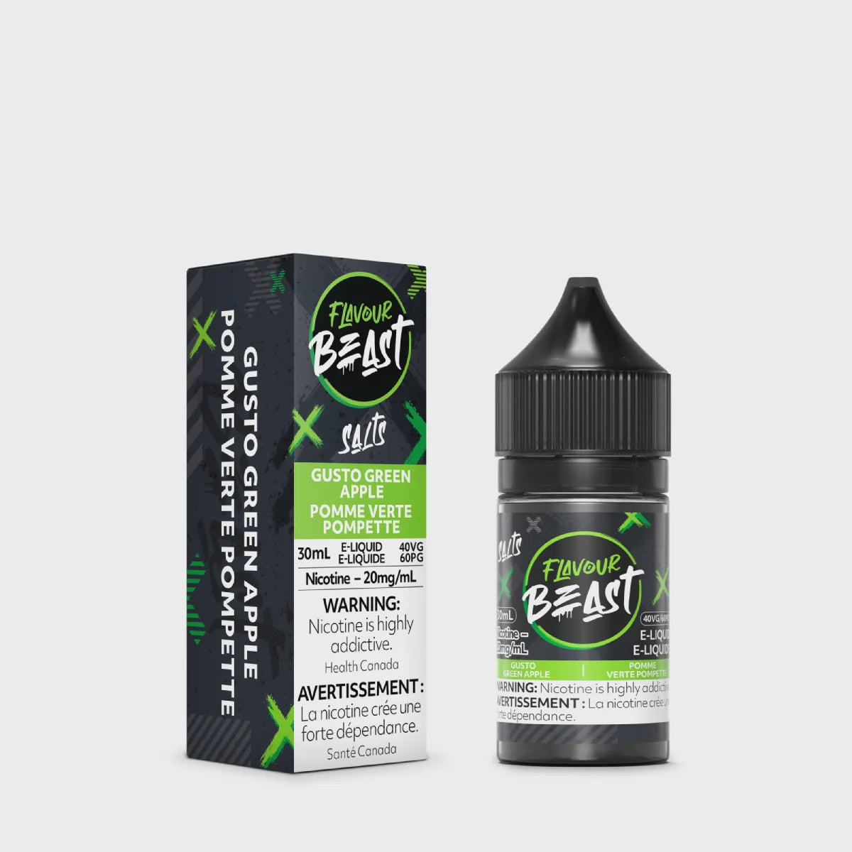 Flavour Beast Gusto Green Apple Salts 30mL salt nicotine e-liquid bottle