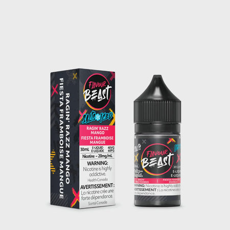 Flavour Beast Ragin' Razz Mango Iced Salts 30mL salt nicotine e-liquid bottle